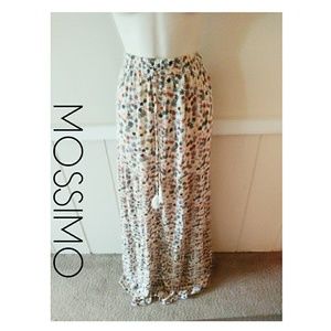Mossimo Floral Tiered Beige Maxi Skirt ~ Large